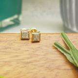 0.10 Carat (ctw) 10K Yellow Gold Round Diamond 5.5mm Kite Shape Mens Hip Hop Iced Stud Earrings 1/10 CT