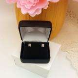 0.10 Carat (ctw) Sterling Silver Round Diamond Square Shape Mens Hip Hop Iced Stud Earrings
