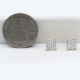 Round White Diamond Square Cluster Unisex Stud Earrings (0.25 ctw, Color I-J, Clarity I2-I3) in 18K Yellow Gold Plated Sterling Silver in Push Back