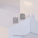 0.25 Carat (ctw) Platinum Plated Sterling Silver Real Round Diamond Dice Shaped Hip Hop Iced Cube Stud Earrings 1/4 CT