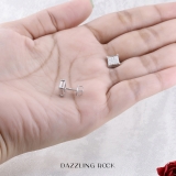 0.25 Carat (ctw) Platinum Plated Sterling Silver Real Round Diamond Dice Shaped Hip Hop Iced Cube Stud Earrings 1/4 CT