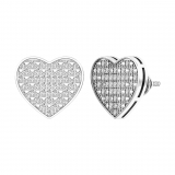 0.25 Carat (ctw) Platinum Plated Sterling Silver Round Diamond Heart Shape Hip Hop Iced Stud Earrings
