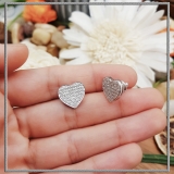 0.25 Carat (ctw) Platinum Plated Sterling Silver Round Diamond Heart Shape Hip Hop Iced Stud Earrings