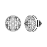 0.20 Carat (ctw) Sterling Silver Round Diamond Concave Circle Shape Mens Ladies Unisex Hip Hop Iced Stud Earrings