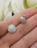 0.20 Carat (ctw) Sterling Silver Round Diamond Concave Circle Shape Mens Ladies Unisex Hip Hop Iced Stud Earrings