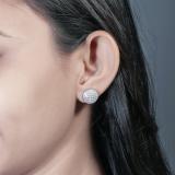 0.33 Carat (ctw) Platinum Plated Sterling Silver Round Diamond Concave Circle Shape Mens Ladies Unisex Hip Hop Iced Stud Earrings