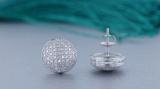 0.33 Carat (ctw) Platinum Plated Sterling Silver Round Diamond Concave Circle Shape Mens Ladies Unisex Hip Hop Iced Stud Earrings