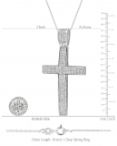 2.00 Carat (ctw) Sterling Silver White Diamond Micro Pave Mens Hip Hop Style Religious Cross Pendant Necklace FREE CHAIN