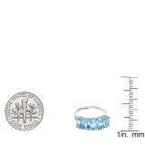 2.50 Carat (ctw) 10K White Gold Light Weight Oval Blue Topaz Gemstone Ladies 5 Stone Cocktail Ring