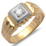 0.20 Carat (ctw) 14k Two Tone Gold Brilliant Round Diamond Mens Ring
