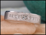 0.85 Carat (ctw) 14k White Gold Princess Diamond Mens Wedding Anniversary Band Ring