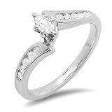0.50 Carat (ctw) 14k White Gold Marquise & Round Cut Diamond Ladies Bridal Engagement Three Stone Ring