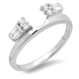 0.25 Carat (ctw) 14k White Gold Round & Baguette Diamond Ladies Anniversary Wedding Band Enhancer Guard