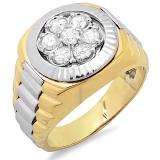 0.50 Carat (ctw) 14k Two Tone Gold Brilliant Round Diamond Mens Ring 1/2 CT