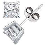 0.65 Carat (ctw) 14K Princess Gold Princess Cut White Diamond Ladies Stud Earrings