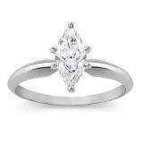 IGI Certified 0.89 Carat (ctw) 14K White Gold Brilliant Marquise Diamond Ladies Bridal Engagement Solitaire Ring