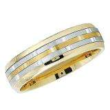 14k Yellow Gold Men's Ladies Unisex Ring Fancy Wedding Band 6MM Flat Shiny Polished Traditional Fit (Available in Sizes 4 to 12)