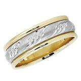 14k Yellow Gold Men's Ladies Unisex Ring Fancy Wedding Band 7MM Laser Engraved And Shiny Polished Traditional Fit (Available in Sizes 4 to 12)