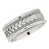 14k White Gold Men's Ladies Unisex Ring Fancy Wedding Band 8.5MM Laser Engraved And Shiny Polished Traditional Fit (Available in Sizes 4 to 12)