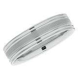 14k White Gold Men's Ladies Unisex Ring Fancy Wedding Band 5.5MM Flat Grooved & Polished Shiny Comfort Fit (Available in Sizes 4 to 12)