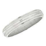 14k White Gold Men's Ladies Unisex Ring Fancy Wedding Band 4MM Domed Plain Shiny Polished Traditional Fit (Available in Sizes 4 to 12)