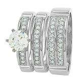 3/3rd of payment for Gold Trio Sets with 6 prong round White Diamond Men & Women's Ring