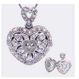 0.20 Carat (ctw) Sterling Silver Heart Diamond Locket Ladies Pendant