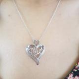 0.05 Carat (ctw) Sterling Silver White Diamond Ladies Heart Moms Gift Mothers Journey Pendant