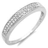 0.10 Carat (ctw) Sterling Silver Round Diamond 2 Row Micro Pave Ladies Anniversary Band Wedding Stackable Ring