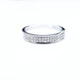 0.10 Carat (ctw) Sterling Silver Round Diamond 2 Row Micro Pave Ladies Anniversary Band Wedding Stackable Ring