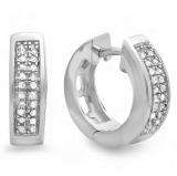 0.10 Carat (ctw) Sterling Silver Round Diamond Mens Ladies Unisex Huggie Hoop Earrings