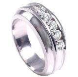 HEAVY 1.00 Carat (ctw) 14k White Gold Brilliant Round Diamond Channel Mens Ring