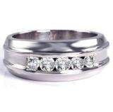 HEAVY 1.00 Carat (ctw) 14k White Gold Brilliant Round Diamond Channel Mens Ring