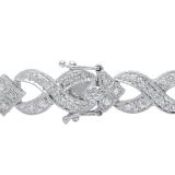 1.00 Carat (Ctw) 14K White Gold Round White Diamond Tennis Link Bracelet 1 CT