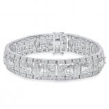 5.83 Carat (Ctw) 14K White Gold Round White Diamond Mens Link Bracelet