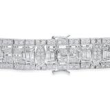 5.83 Carat (Ctw) 14K White Gold Round White Diamond Mens Link Bracelet