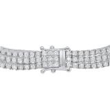 5.00 Carat (Ctw) 14K White Gold Round White Diamond Ladies Three Row Tennis Bracelet 5 CT