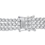 3.50 Carat (Ctw) 14K White Gold Round White Diamond Ladies Three Row Tennis Bracelet 3 1/2 CT