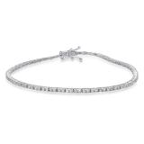 1.51 Carat (Ctw) 14K White Gold Round White Diamond Ladies Tennis Bracelet 1 1/2 CT