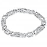 2.55 Carat (ctw) 18K White Gold Round White Diamond Mens Link Bracelet 2 1/2 CT