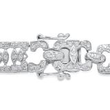 2.55 Carat (ctw) 18K White Gold Round White Diamond Mens Link Bracelet 2 1/2 CT