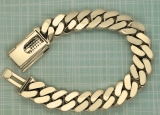 12.50 Carat (ctw) Round White Diamond Men's Curb Chain Bracelet 14K Yellow Gold