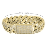 12.50 Carat (ctw) Round White Diamond Men's Curb Chain Bracelet 14K Yellow Gold