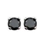 1.50 Carat (ctw) 14K White Gold Round Cut Black Diamond Ladies Stud Earrings