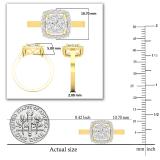 Round White Diamond Cluster Style Filigree Grooved Sides Pendant, Ring & Bracelet Set for Her (2.72 ctw, Color I-J, Clarity I2-I3) in 10K Yellow Gold