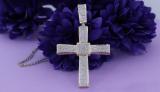 1.00 Carat (ctw) Round White Diamond Filled Dangling Bale Square Centre Religious Cross Hip Hop Men's Pendant with 24 Inch Silver Chain | 14K Yellow Gold