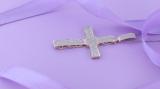 1.00 Carat (ctw) Round White Diamond Filled Dangling Bale Square Centre Religious Cross Hip Hop Men's Pendant with 24 Inch Silver Chain | 14K Yellow Gold