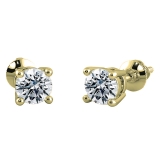 0.25 Carat (ctw) 10K Yellow Gold Round Lab Grown White Diamond Ladies Stud Earrings 1/4 CT