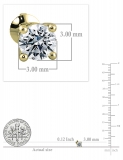 0.25 Carat (ctw) 10K Yellow Gold Round Lab Grown White Diamond Ladies Stud Earrings 1/4 CT