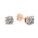 0.25 Carat (ctw) 18K Rose Gold Round Lab Grown White Diamond Ladies Stud Earrings 1/4 CT